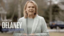 This image is a screenshot from April McClain Delaney's first television ad spot released on Tuesday, March 5, 2024.